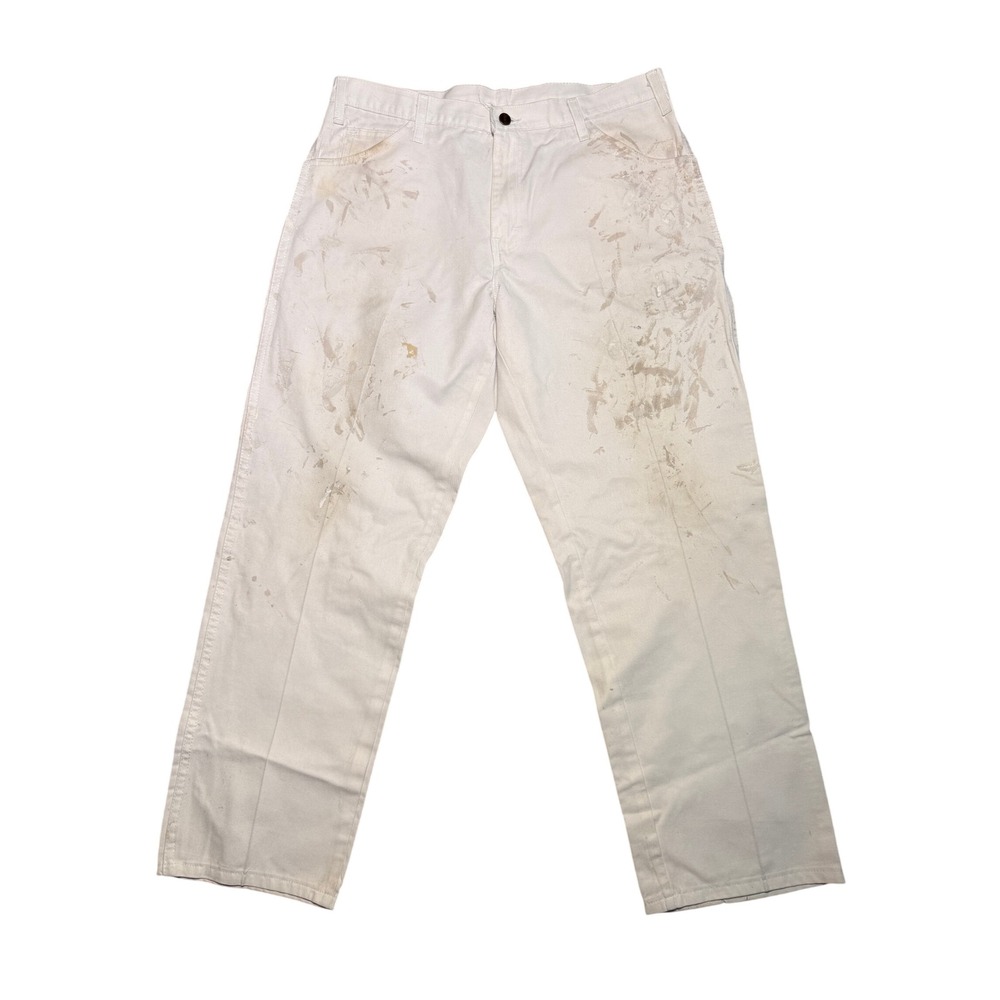 Vintage Dickies White Painter Pants Distressed Carpenter 35x29.5
